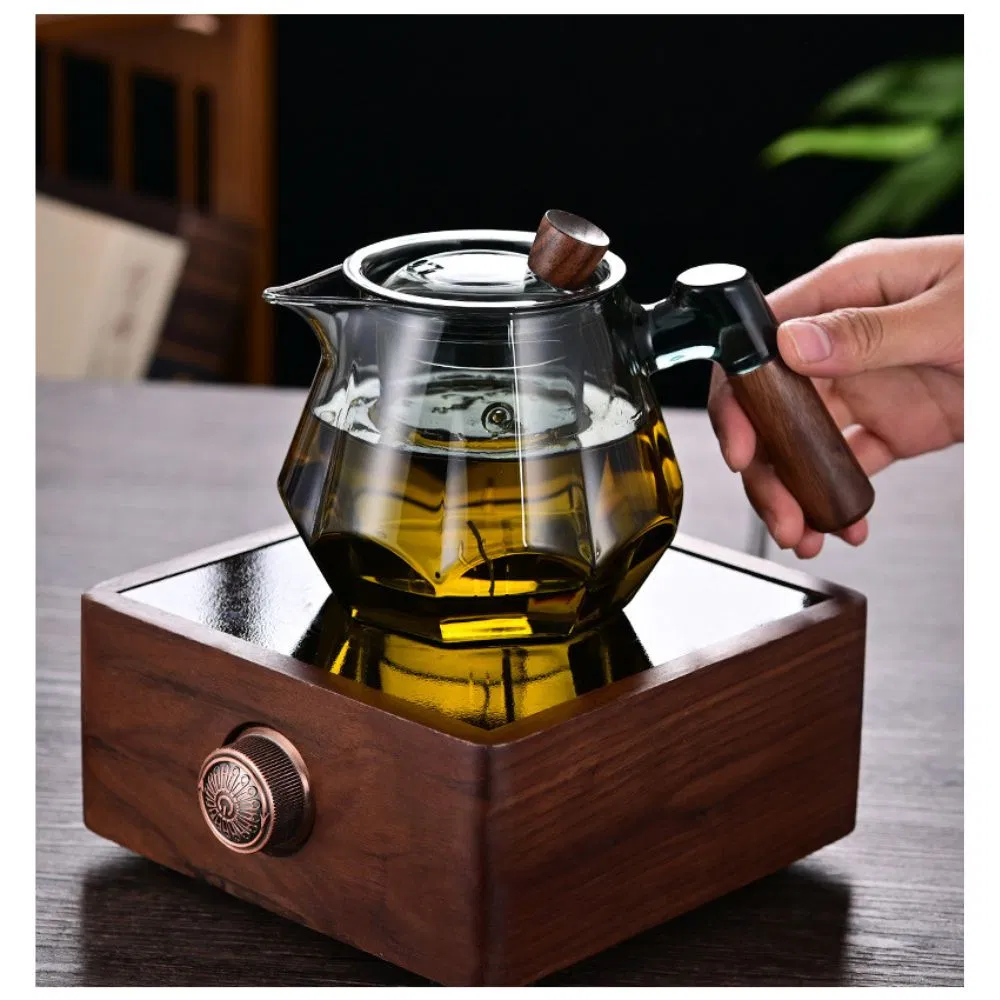 Easy One Click Tea Separation Filtration Glass Teapots with Wood Handle Wbb27323