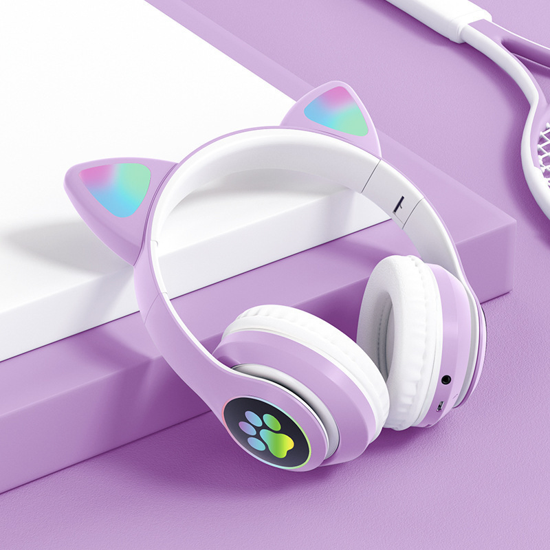 Детские наушники с кошачьими ушками, Bluetooth 5.0, шумоподавление