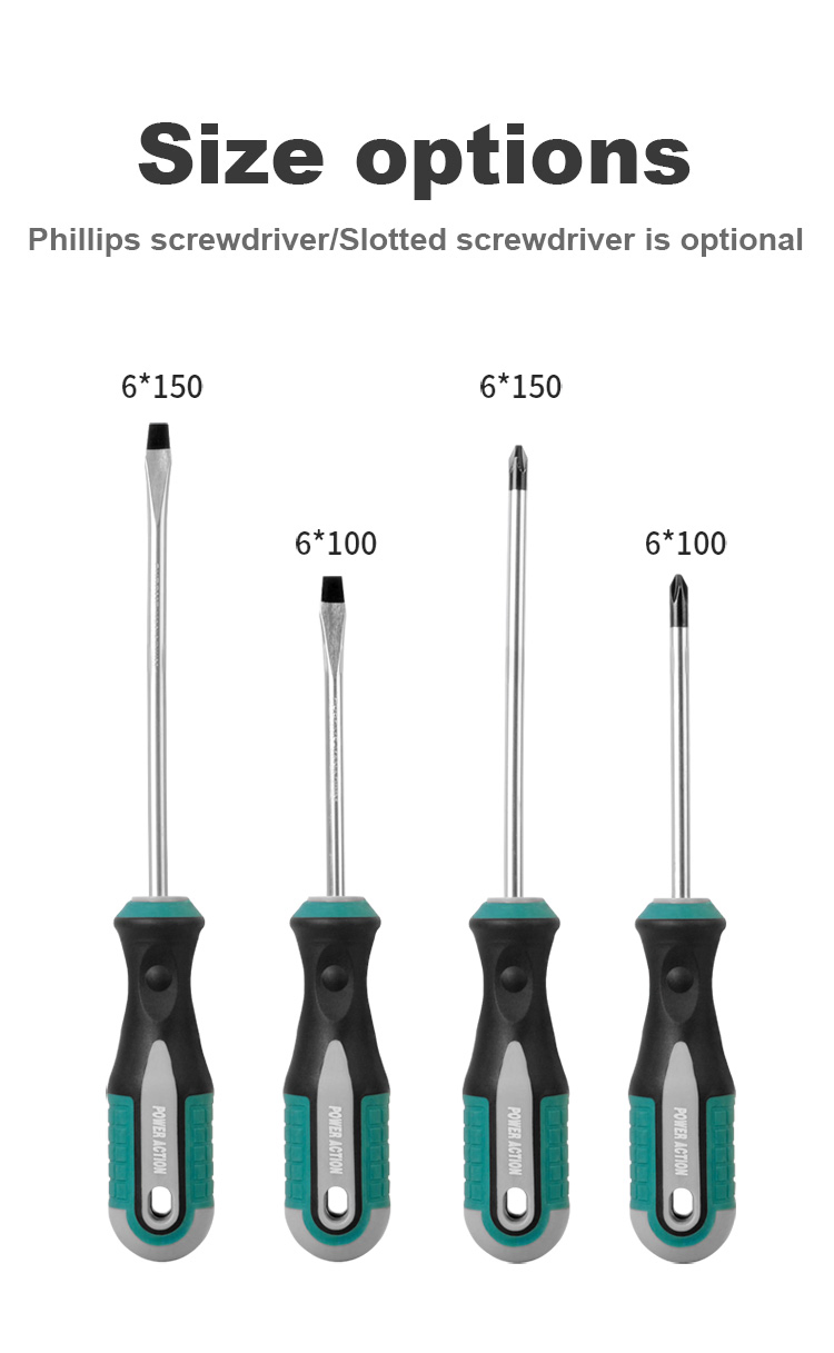 Power Action 6PCS Cr-V Magnetic Destornillador Combination Screwdriver Hand Tool Set