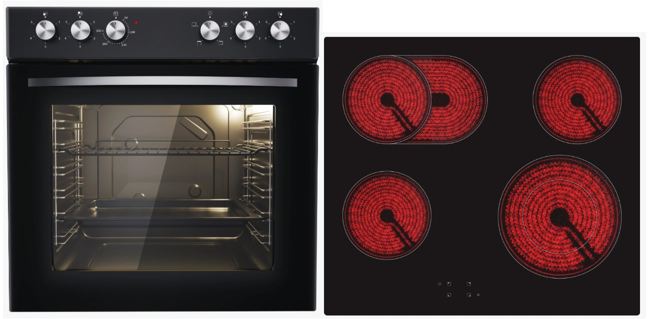 One Set of Built-in Electric Stove and 4-Zones Ceramic Hob