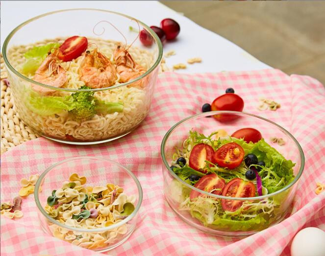 Wholesale Round Shape 270ml/820ml/1550ml/2650ml Glass Food Container with PE Lid