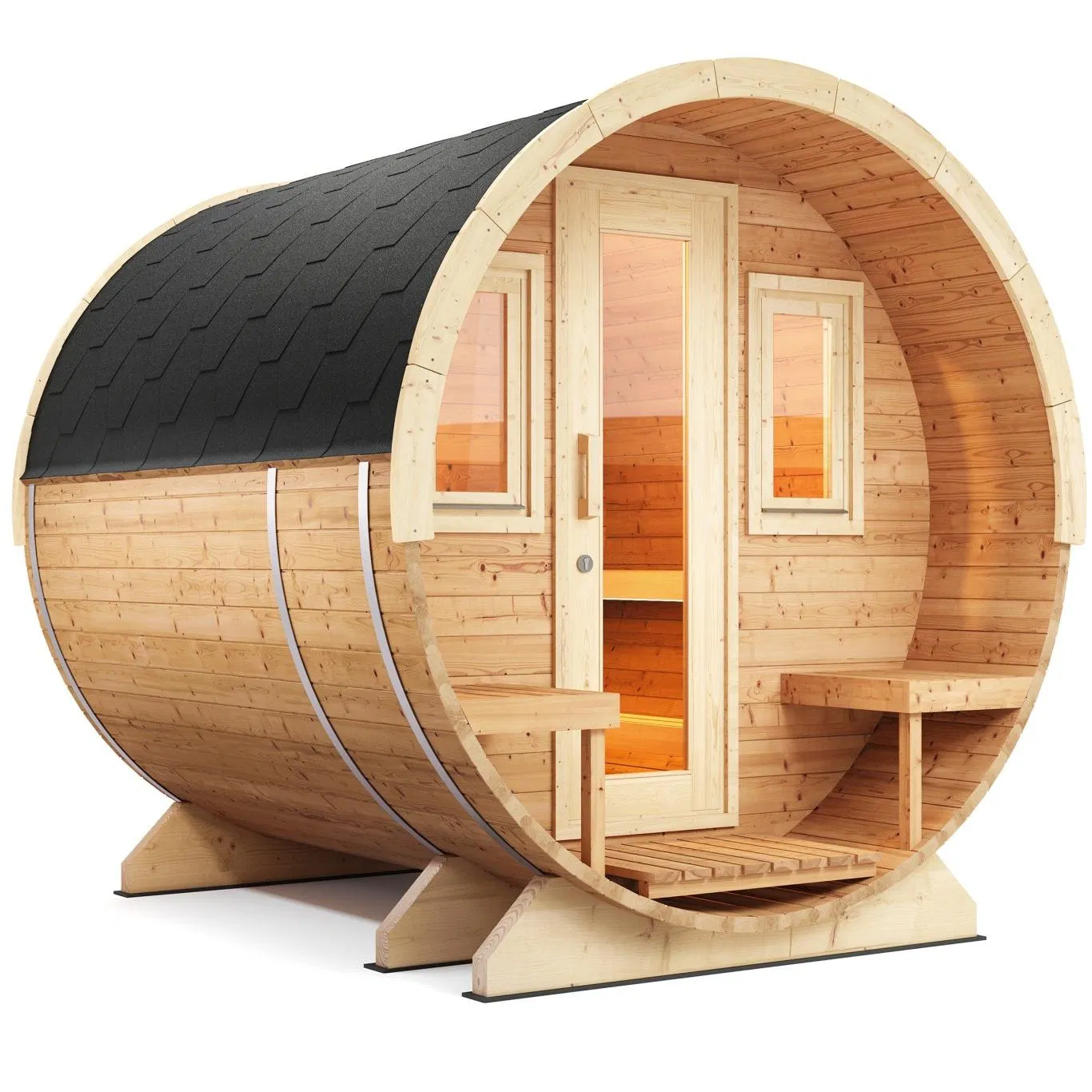 Панорамная сауна на 3-4 человека с крыльцом