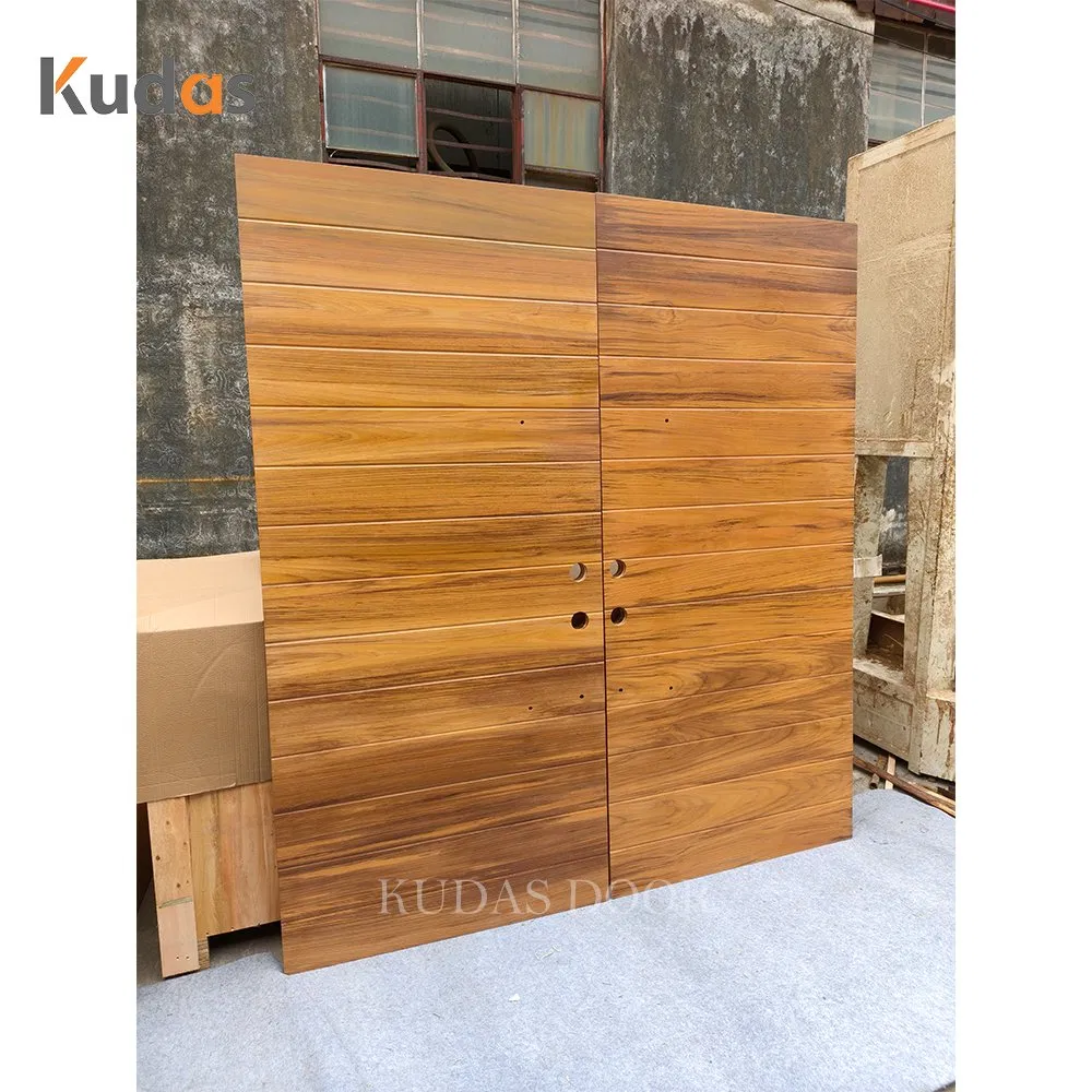 Natural Teak Solid Wood Exterior Swing Entrance Pivot Front Wooden Double Doors