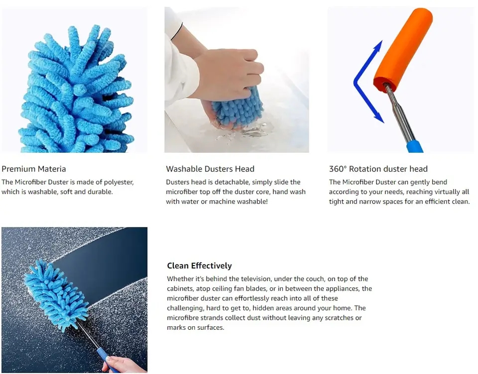 Telescopic Microfiber Hand Feather for Cleaning Duster Dusters