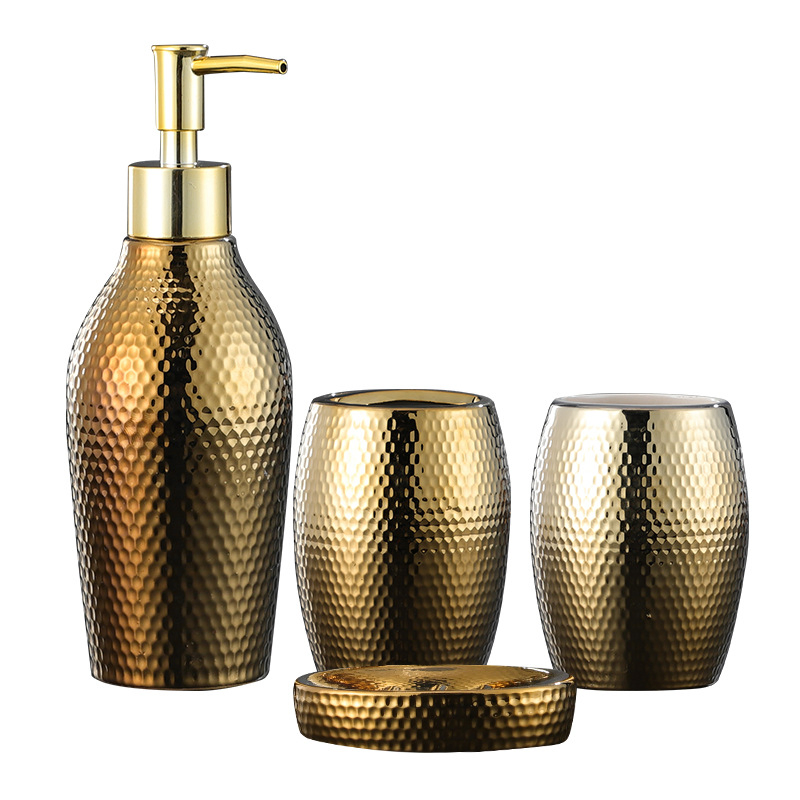 Luxury Ceramic Bathroom Accessories Set Decorative Porcelain Bath Set with Lotion Soap Dispenser