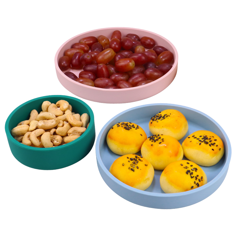 Multi-Colors Colorful 3PCS Food Grade Custom Silicone Baby Dinner Plate Food Dishes for Kids