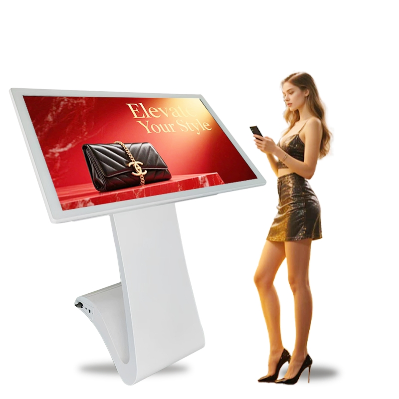 Curved 43-Inch Indoor Freestanding LCD Kiosk with Multi-Touch Screen & IP54 Rated Protection