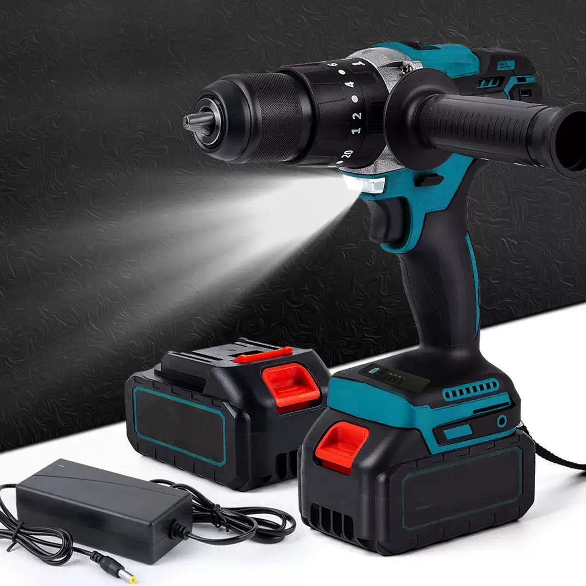 China Professional Industrial Compact Variable Speed Lithium Battery Brushless Impact Electric Drill with High Torque for Power Tools