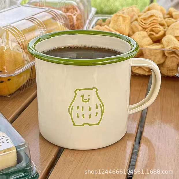 Enamel Mug Good Quality Custom Color Logo Portable Metal Steel Enamel Coffee Tea Milk Mug Camping Mugs