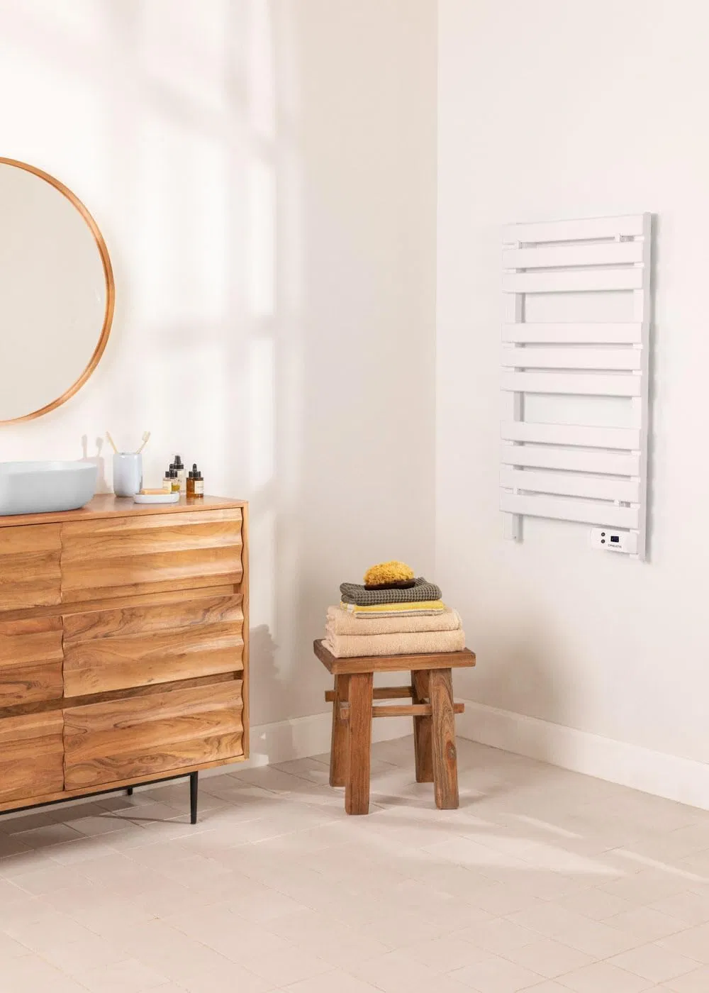 White Straight Timer Function Towel Radiator Electric Bathroom Heater