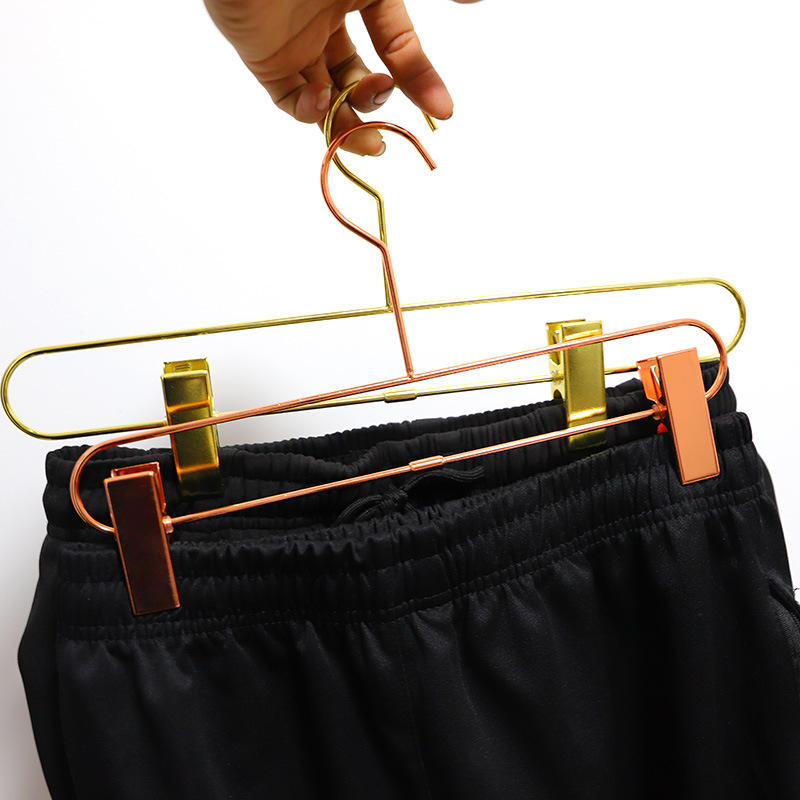 Wholesale High Quality Gold Metal Clip Child Adults Adjustable Coat Pant & Skirt Hangers