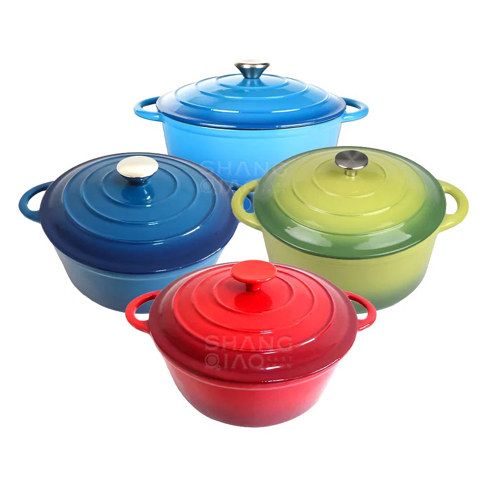 Чугунная эмалированная кастрюля с крышкой, 5.5 л