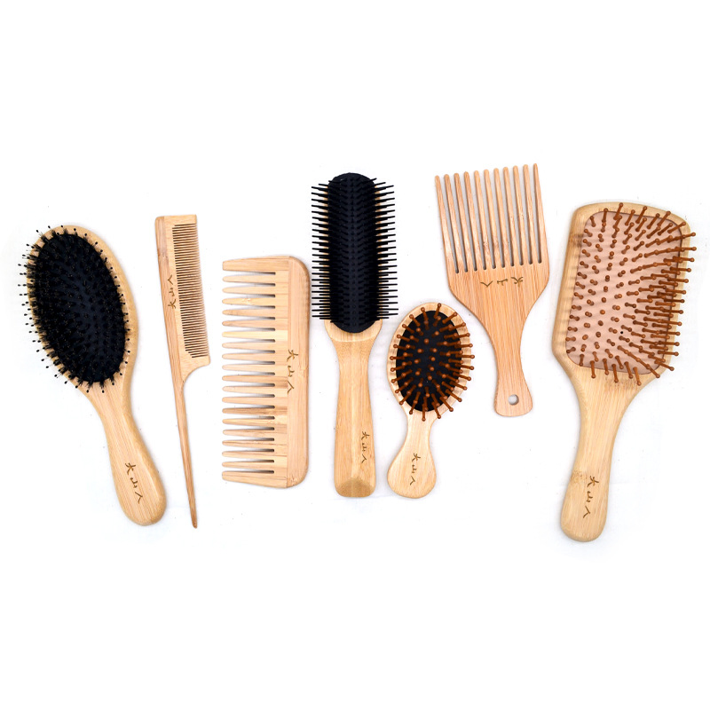 Personalized Bamboo Wooden Hair Styling Comb Manual Flat Beard Comb Brush