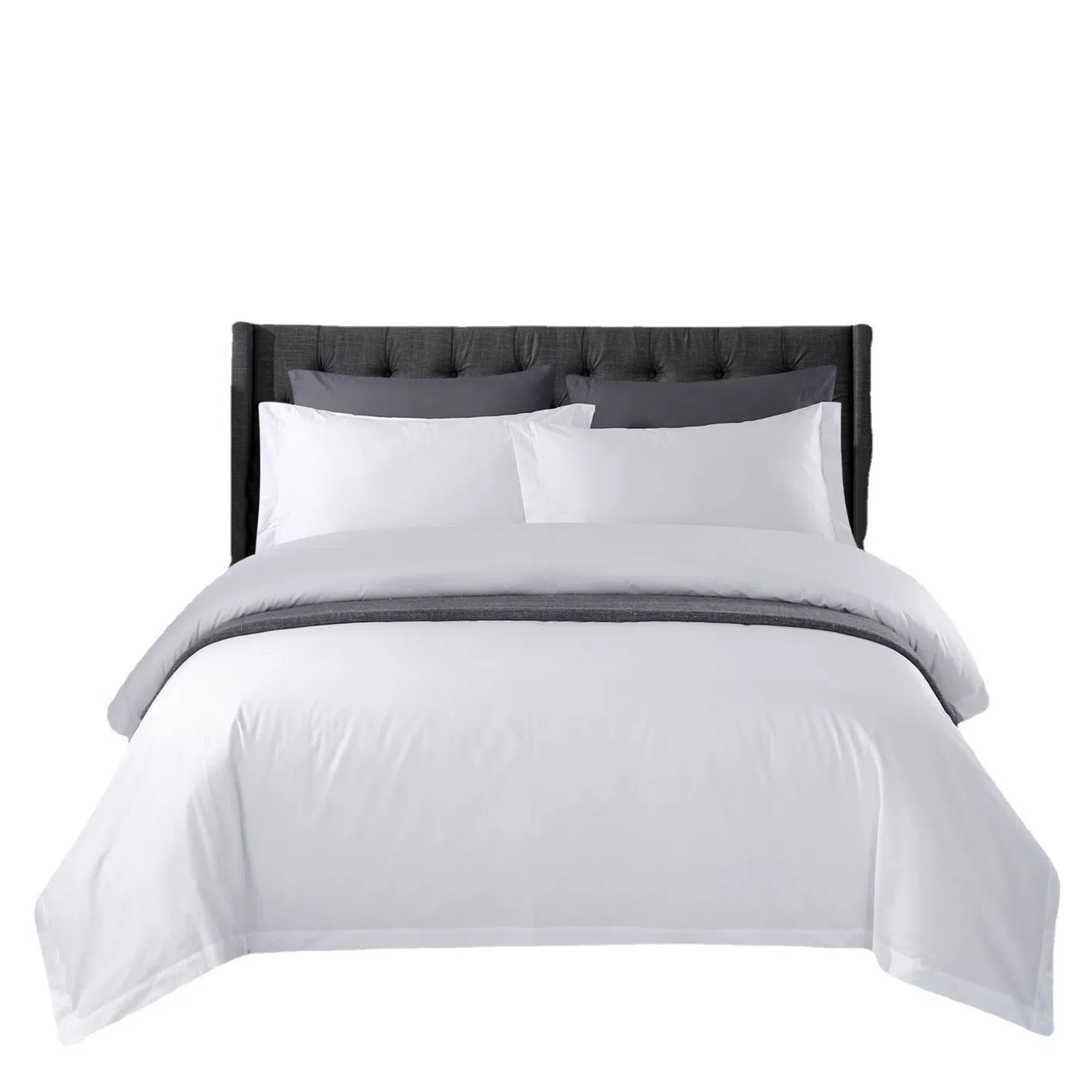Solid Color White 300tc Cotton Hotel Home Textiles Duvet Quilt Comforter Cover Custom Flat/Fitted Sheet Pillow Case Guangdong Wholesale Bed Sheets Bedding Set