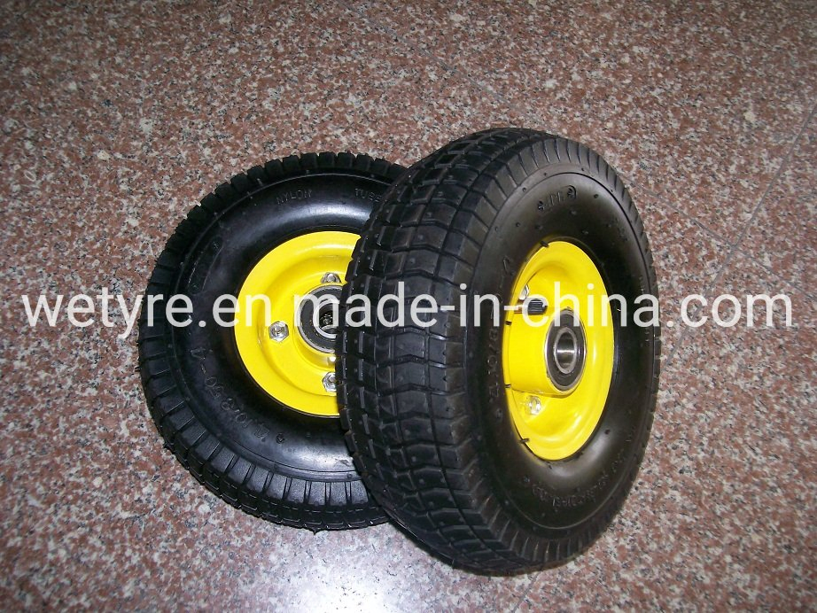 Most Popular Durable High Load Capacity Metal Rim Turf Tread Pattern Pneumatic Rubber Wheel (3.50-4)
