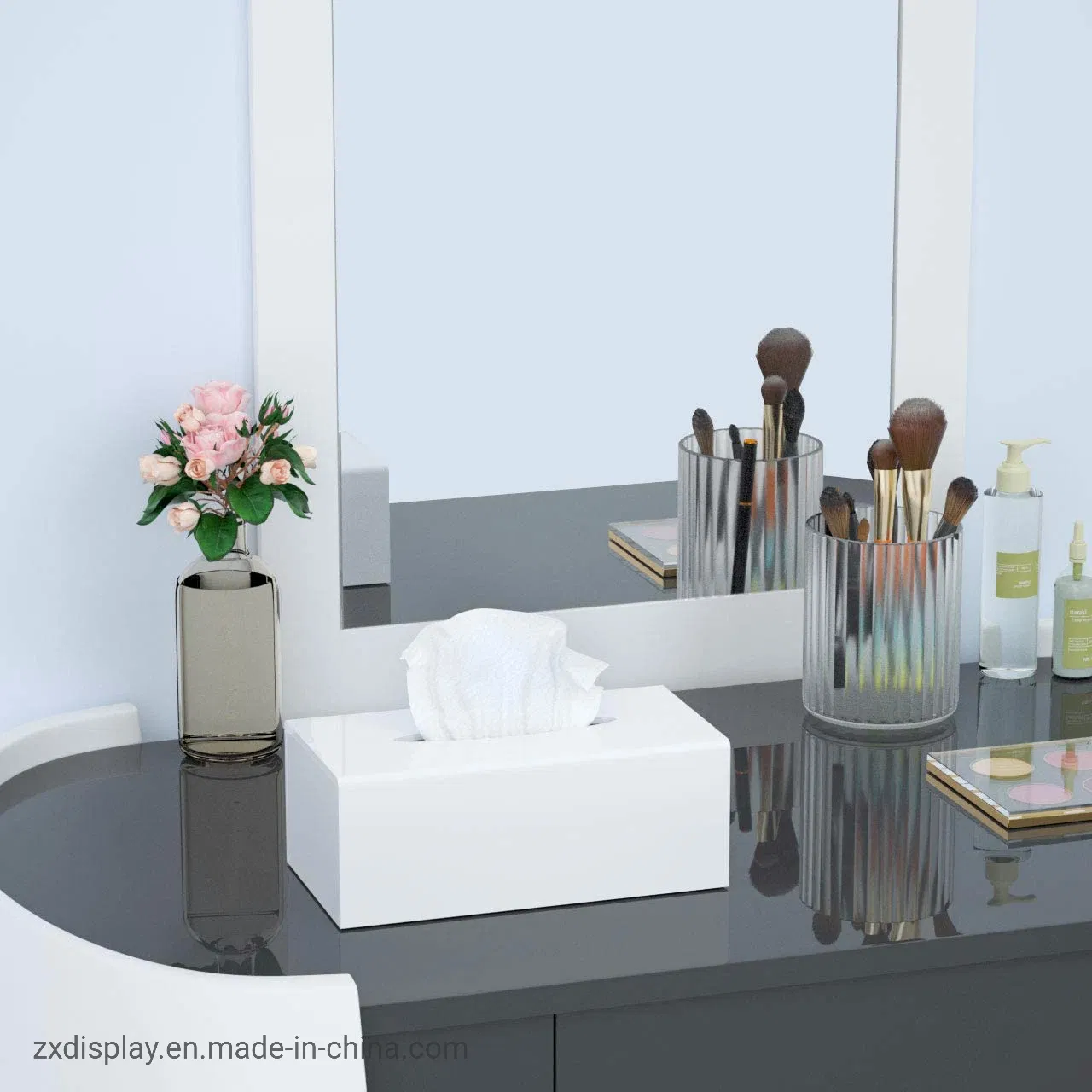 Wholesale White Plexiglass Plastic Paper Towel Container Facial Tissue Box Cover Holder