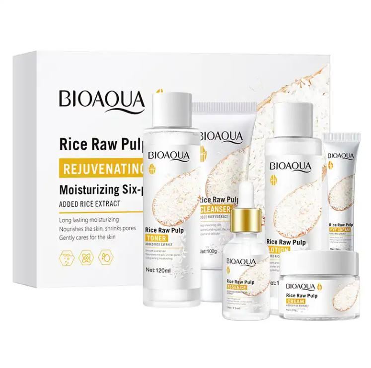 Online Wholesale in Stock Natural Lightening Face Set Products Organic Skin Care Sets Private Label Wholesale Rice Raw Pulp Skin Whitening Brightening Set