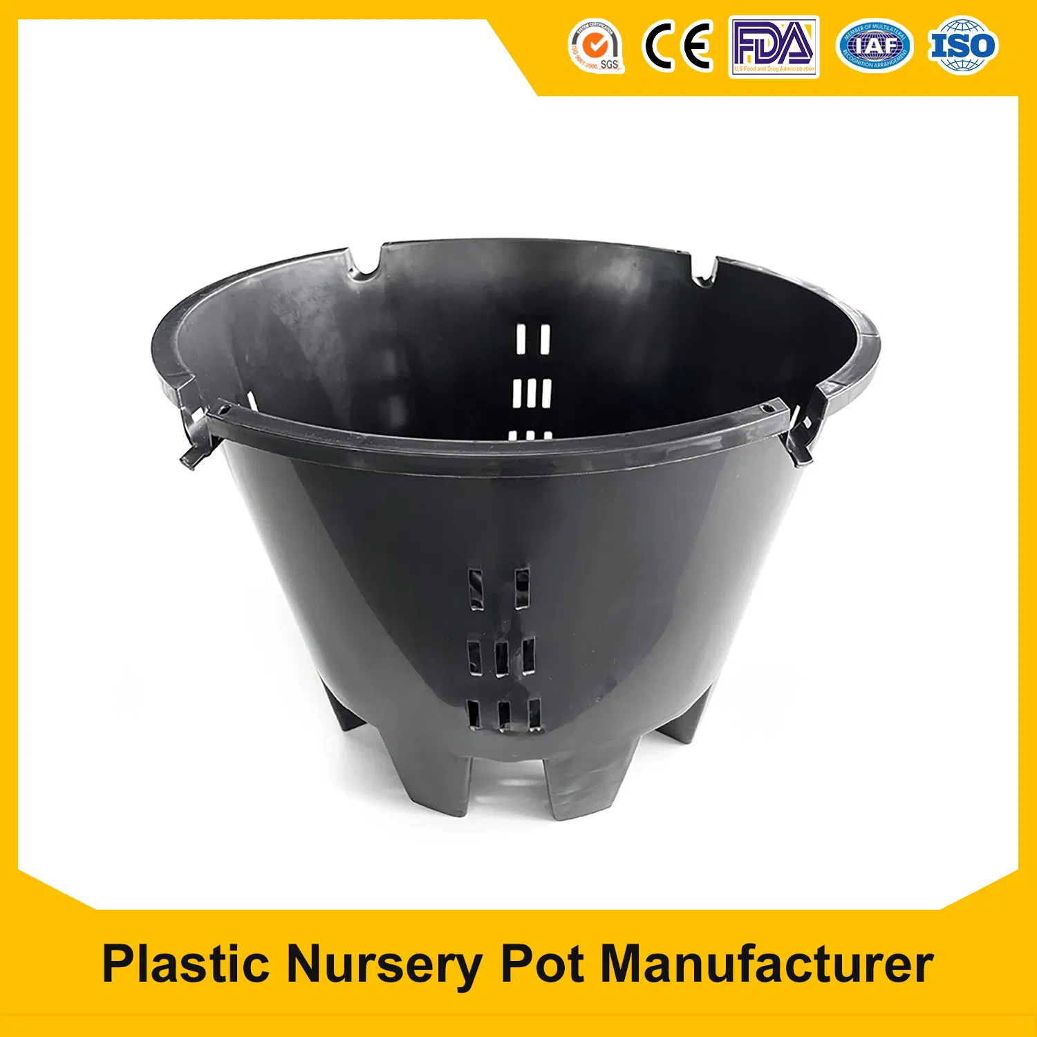 Breathable Large Size Square Black Wholesale Plastic Garden Flower Blueberry Nursery Pot