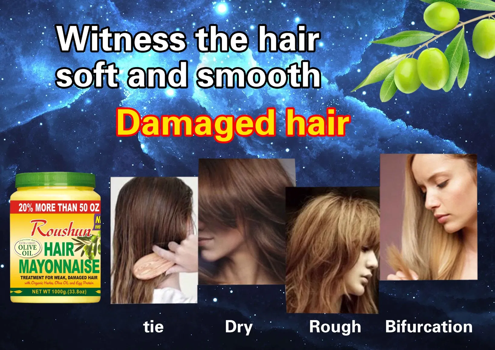 Roushun Olive Hair Treatmentfully Natural Smooth Moisturize Nutrition