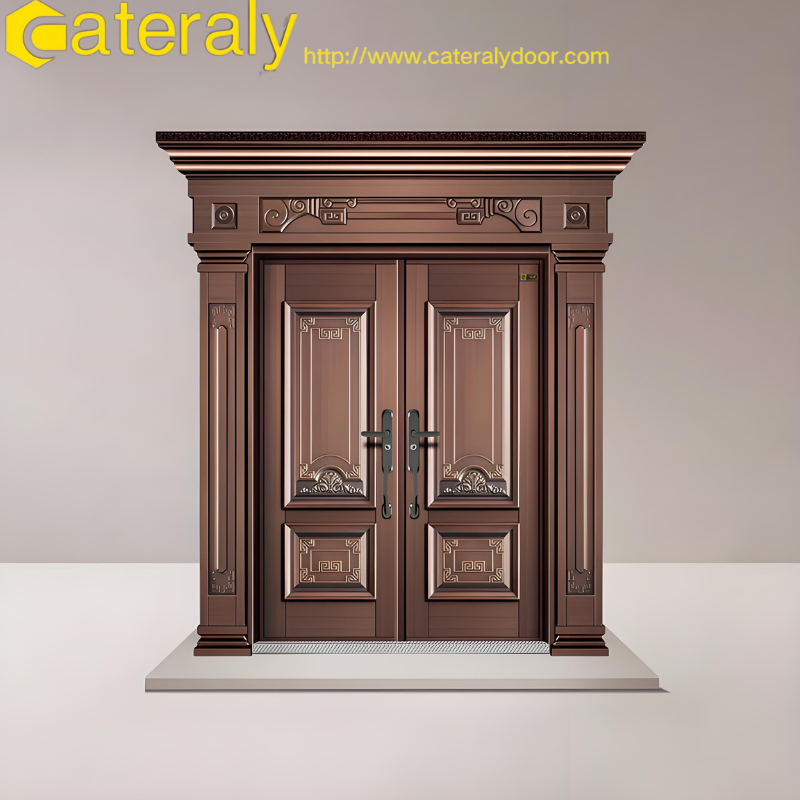 Cateraly Steel Security Entrance Door Featuring Adjustable Hinges for Easy Installation Automatic Door with Hardware