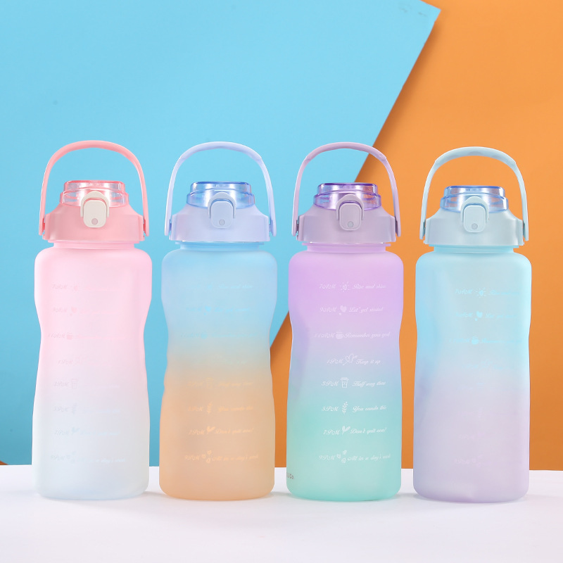 Amazon Hotselling Fitness Large Capacity Anti Drop Gradient Plastic Sports Water Bottle