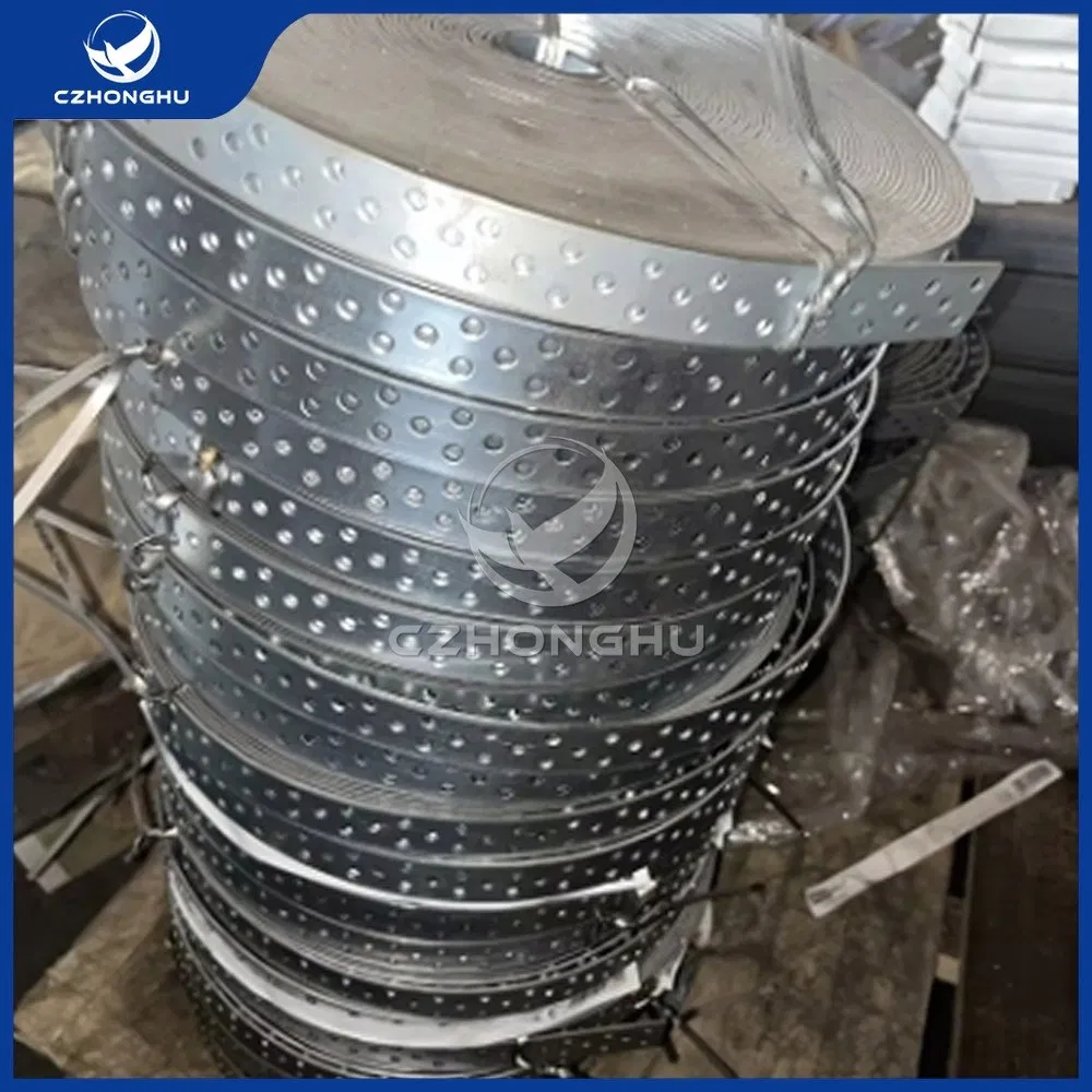 Czhonghu Factory Direct Sales 80 Kg- 450 Kg Load Capacity Galvanized Strapping Steel Fixing Perforated Steel Strip Band