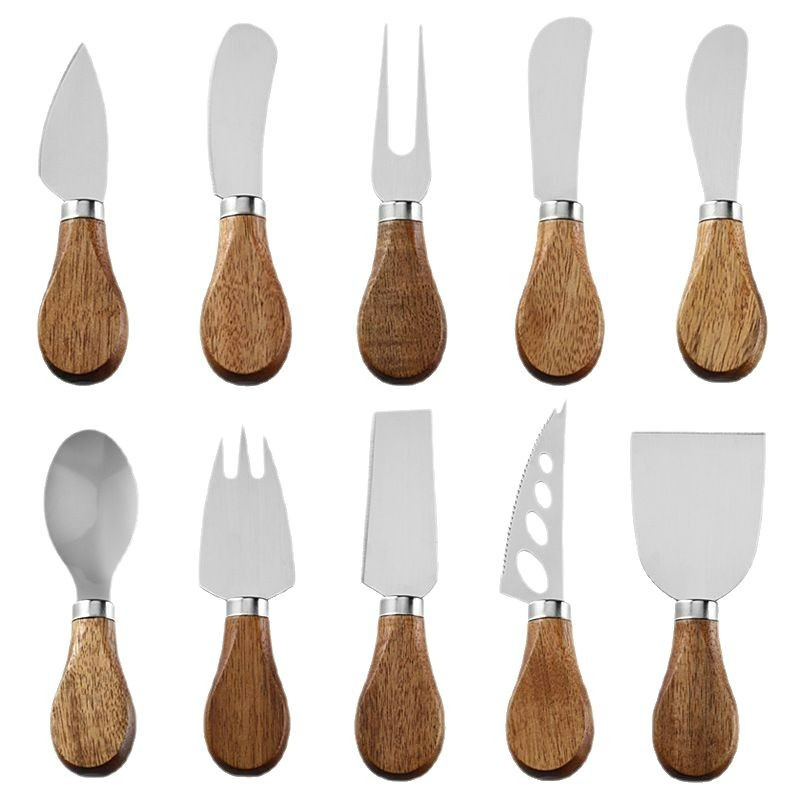 Household Cheese Knife and Fork Set, Pizza Cutter, Baking Cutter Tools Set