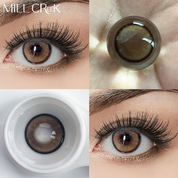 Millcreek OEM Ksseye Meetone Aurora Circle Natural Looking Eye Contacts Lenses Cosmetic Color Contact Lens for Big Eyes Celine Grey Elf Brown
