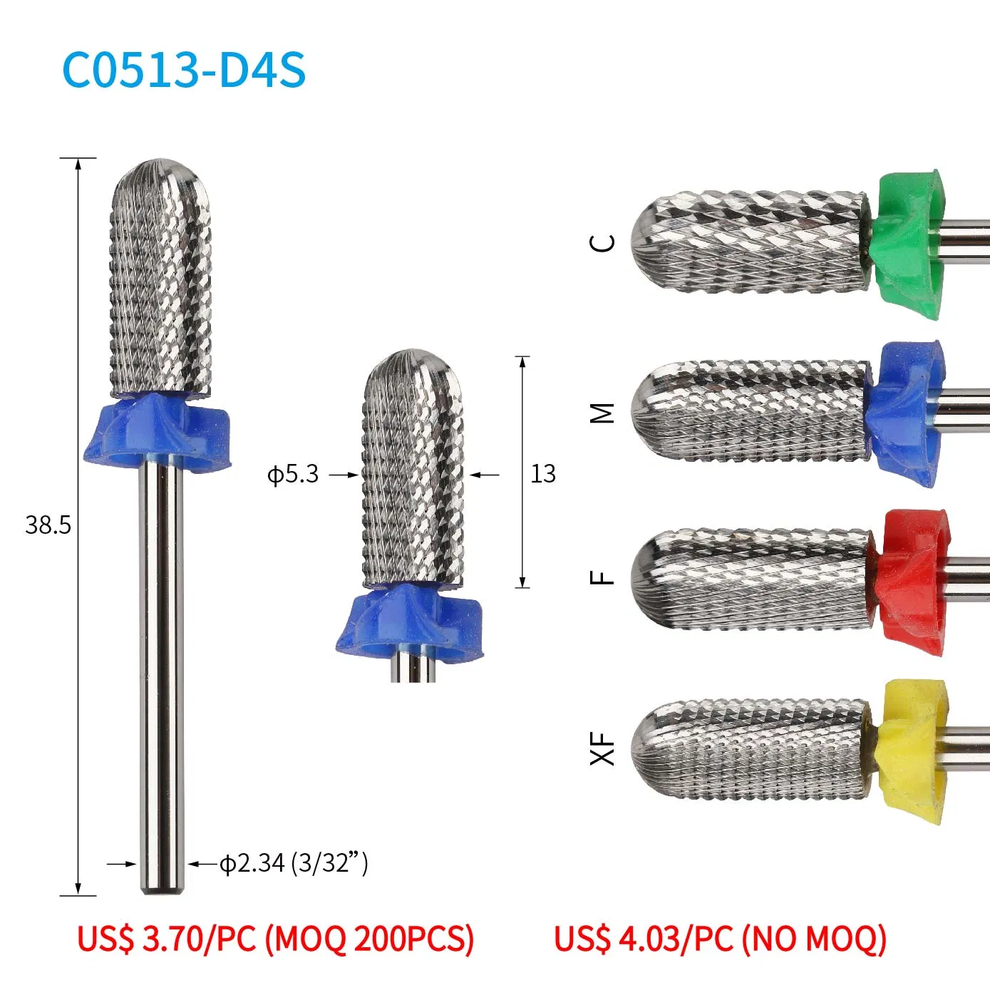 C0513-D4s Dust Free Barrel Round Top Carbide Nail Milling Cutter