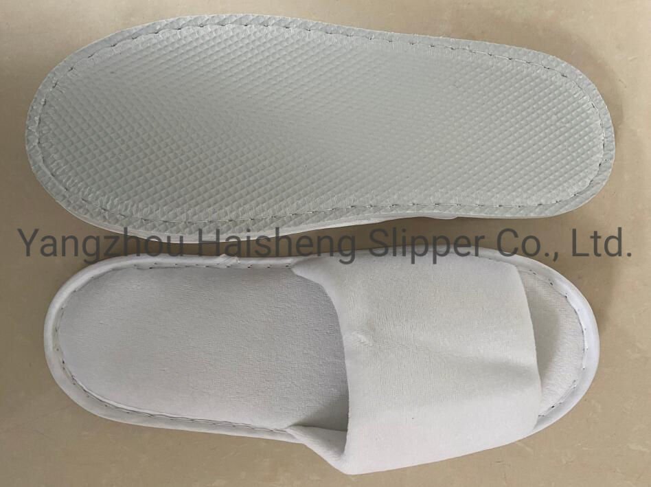 Hotel Resort and Inn Grey Waffle Opened Slipper with Embroidery Logo
