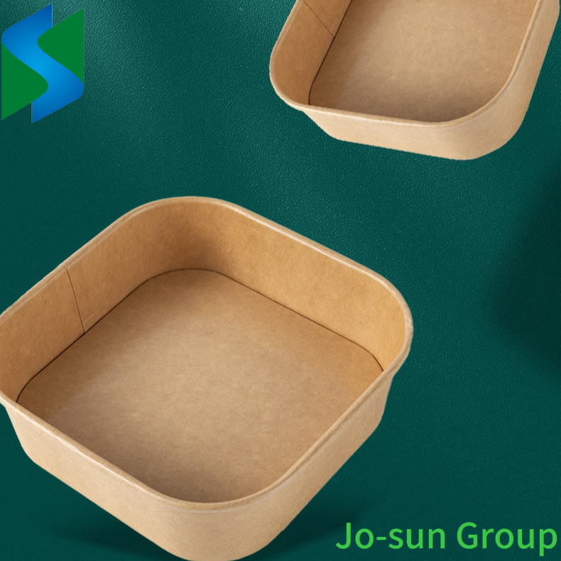 Jo-Sun Eco-Friendly Disposable Square Kraft/White Paper Salad Bowl Snake Food Bowl