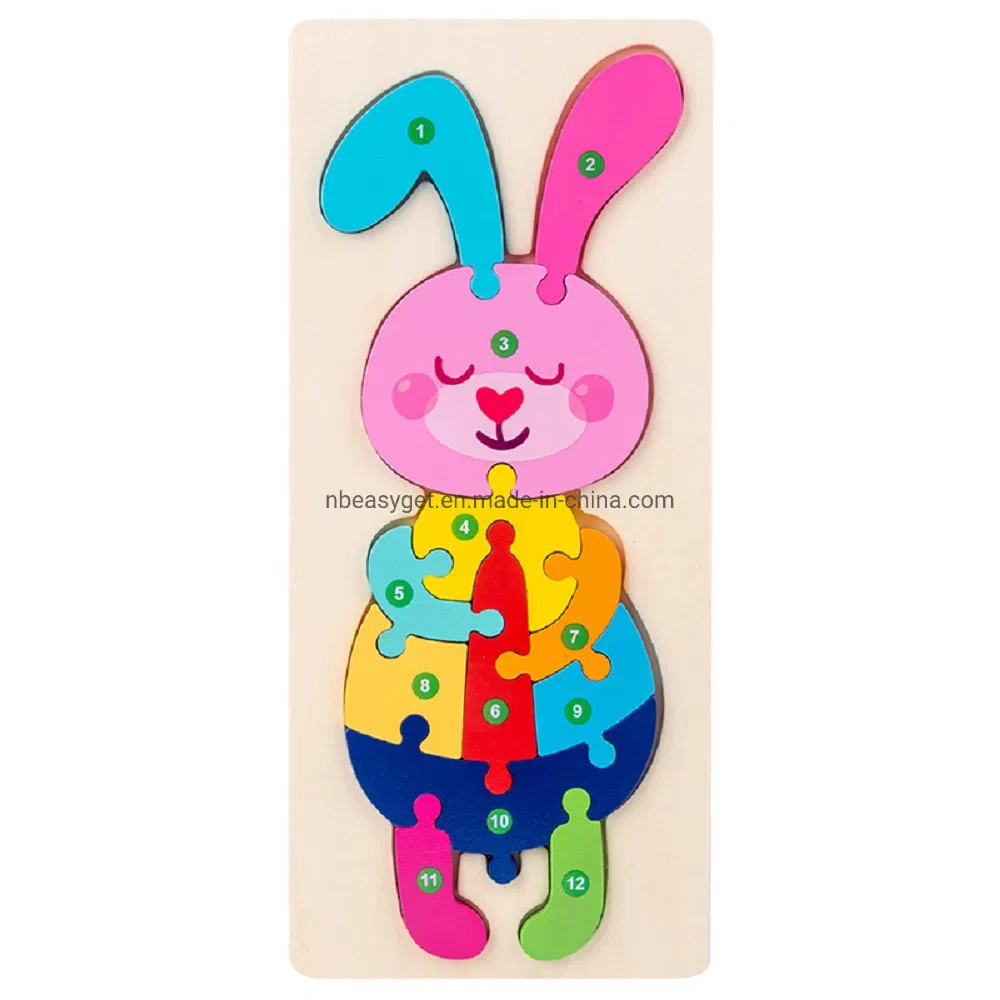 Wooden Animal Shape 3D Puzzle for Kids Gift Toys for Baby Toddler Children Learning Educational Jigsaw Eco-Friendly Children Toys Esg17557