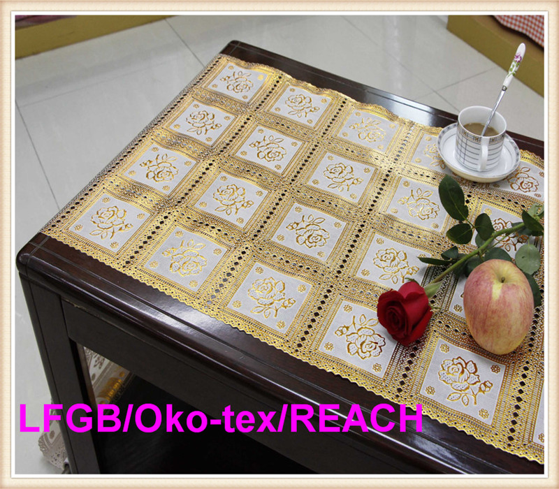 50cm *20m PVC Gold Long Lace Tablecloth