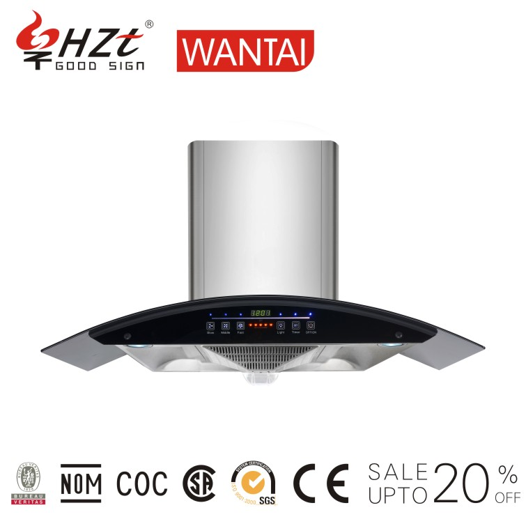 Household Electrical Appliances High Efficiency Black Tempered Glass Range Hood with Powerful Suction