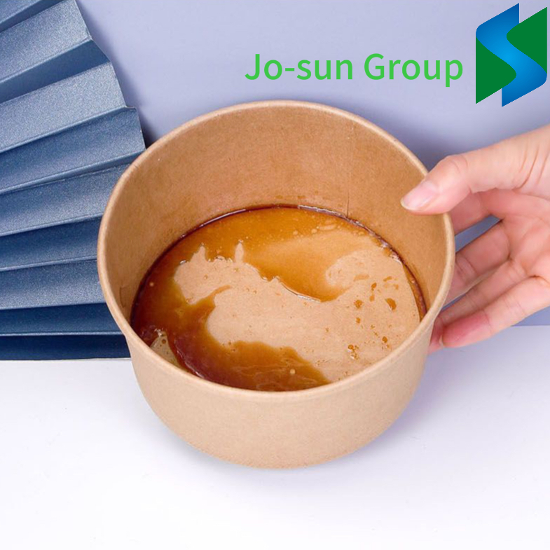 Jo-Sun Recyclable Kraft Paper Salad Bowls Biodegradable Salad Packaging Bowl