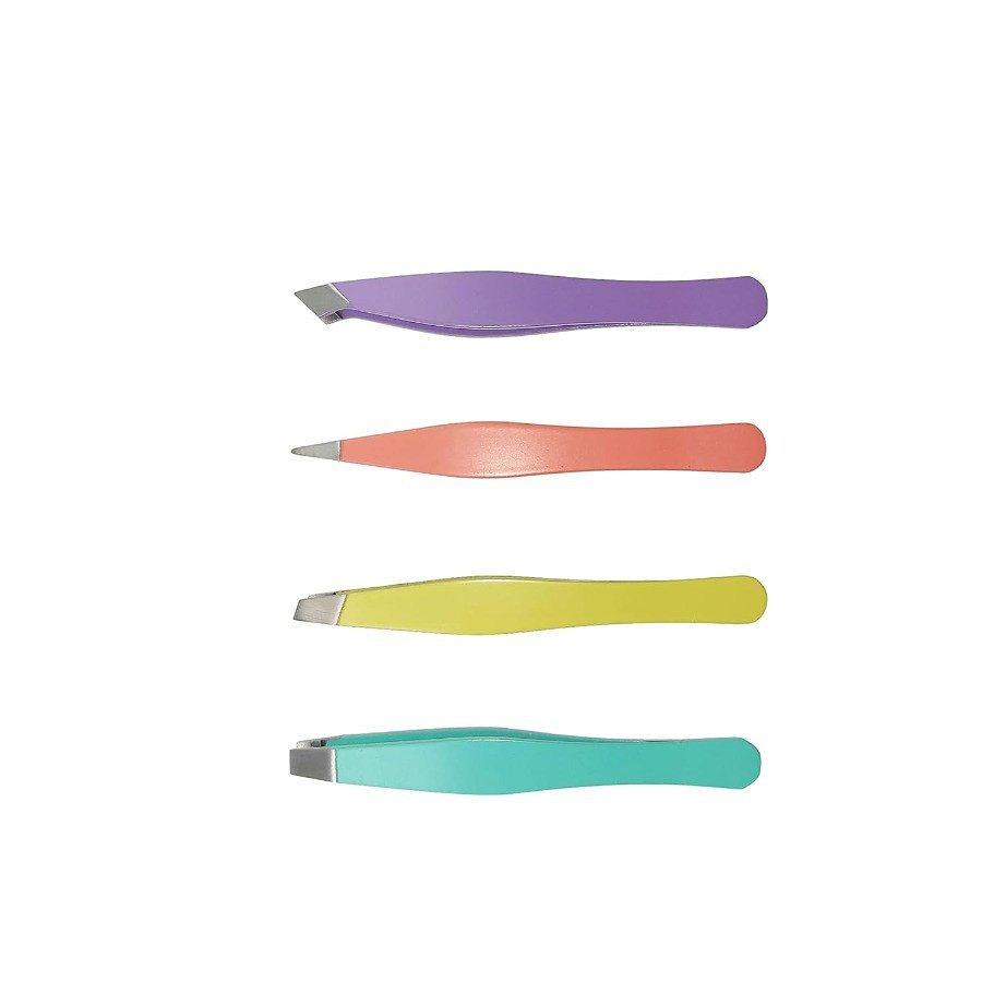 Printed Mini Multi-Purpose Angled Tip Precision Grooming Eyebrow Shaping Plucking Crafting Tweezers