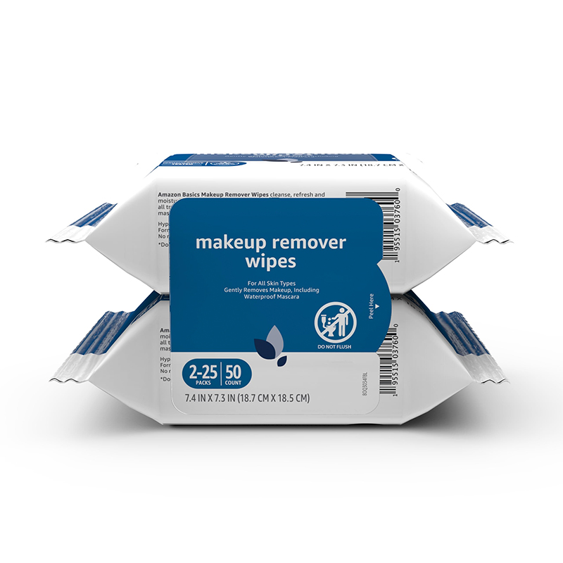 50PCS/2pack Makeup Remover Wet Wipes Disposable Makeup Remover Wipes Facial Cleansing Private Label Makeup Remover Wipes