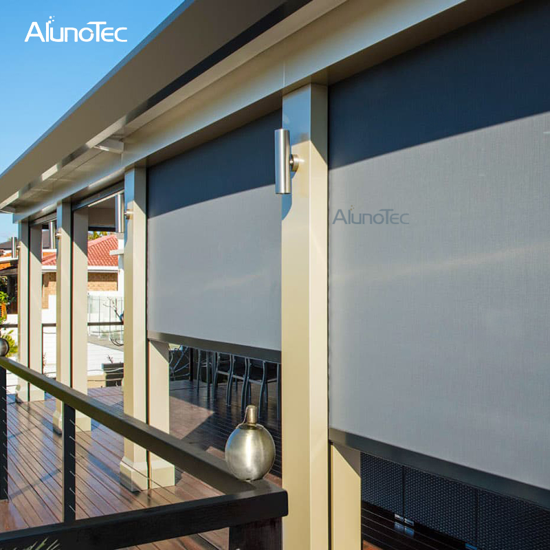 Patio Waterproof Semi-Blackout Fabric Outdoor Blinds Zip Screen Vertical Curtain Blinds for Sliding Doors