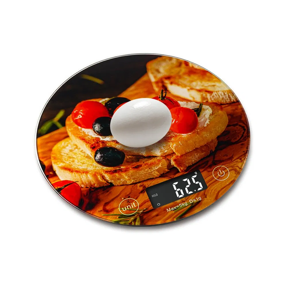 Кухонные весы 5кг круглые с узором