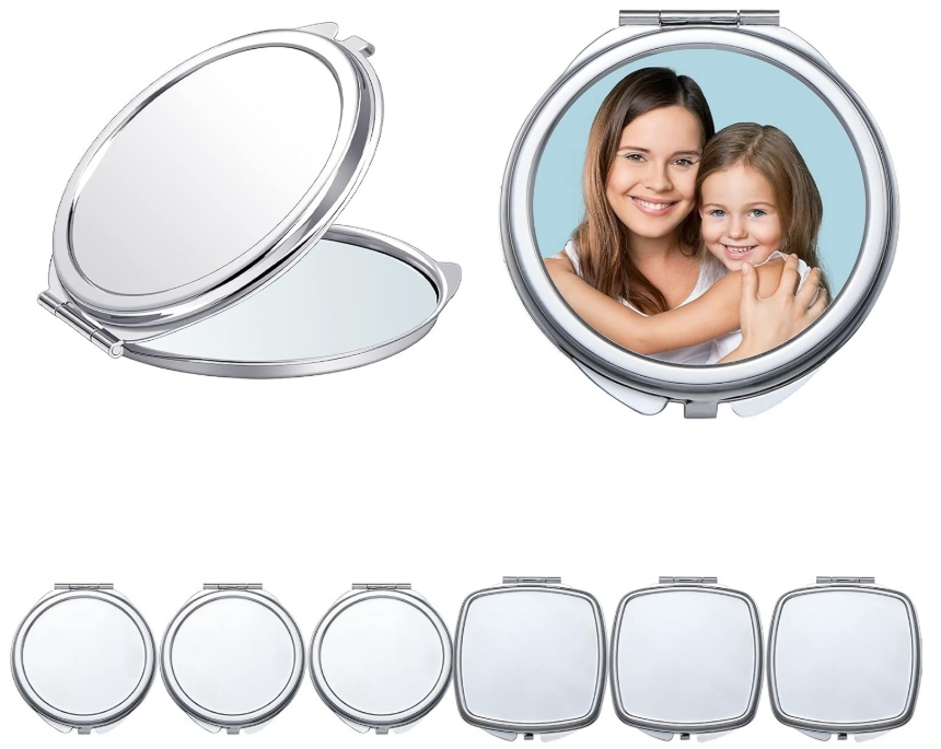 Bulk Sublimation Compact Mirrors Foldable Double-Sided Travel Makeup Mirrors