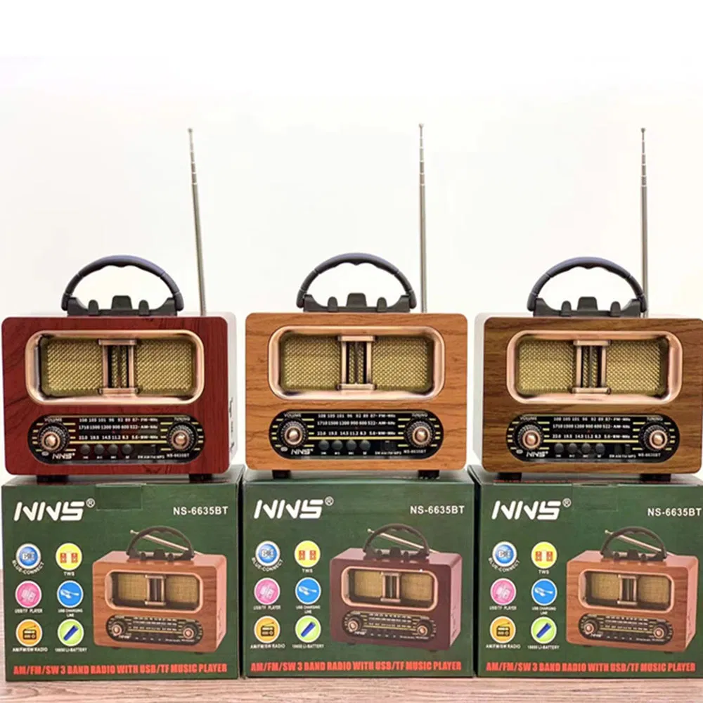 Ретро радио NS-6635BT с Bluetooth, деревянный корпус