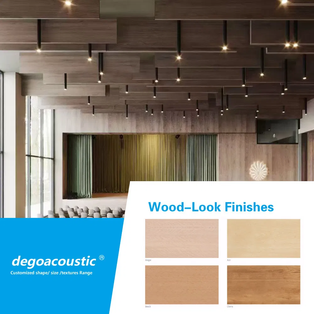 Sound Baffles Fiberglass Wool Suspended Acoustic Wave Ceiling