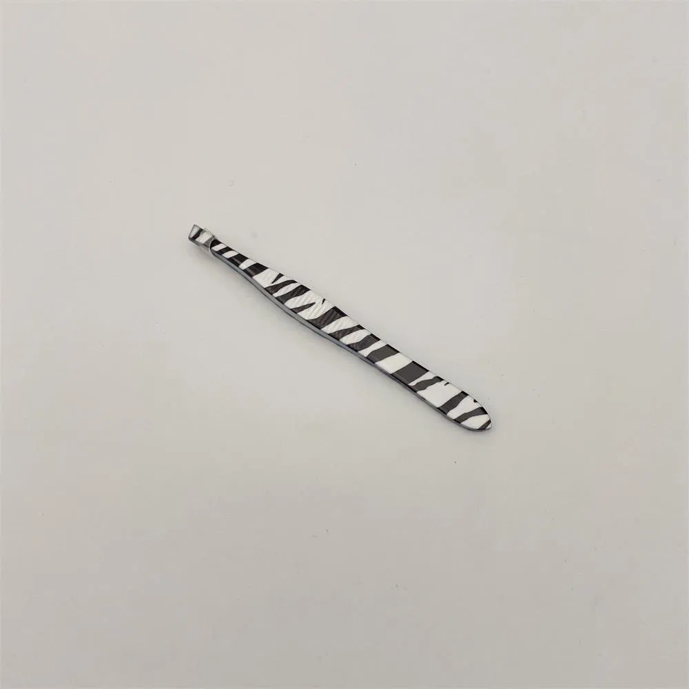 Foshan Factory Professional Hair Beauty Slanted Stainless Steel Tweezer with Leopard Print