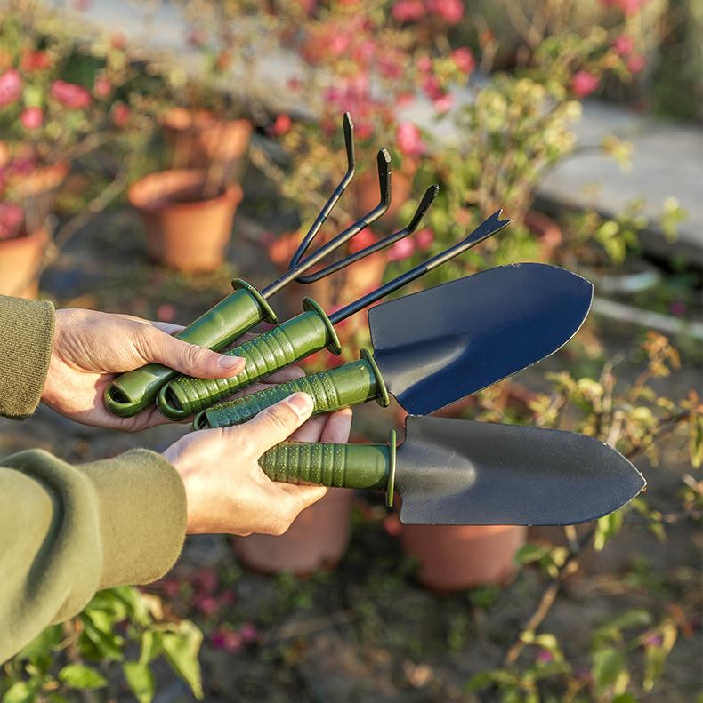 Garden Tools Small Big Hand Trowels Cultivator Weeder Fork Carbon Steel Comfortable Easy Grip Set 4