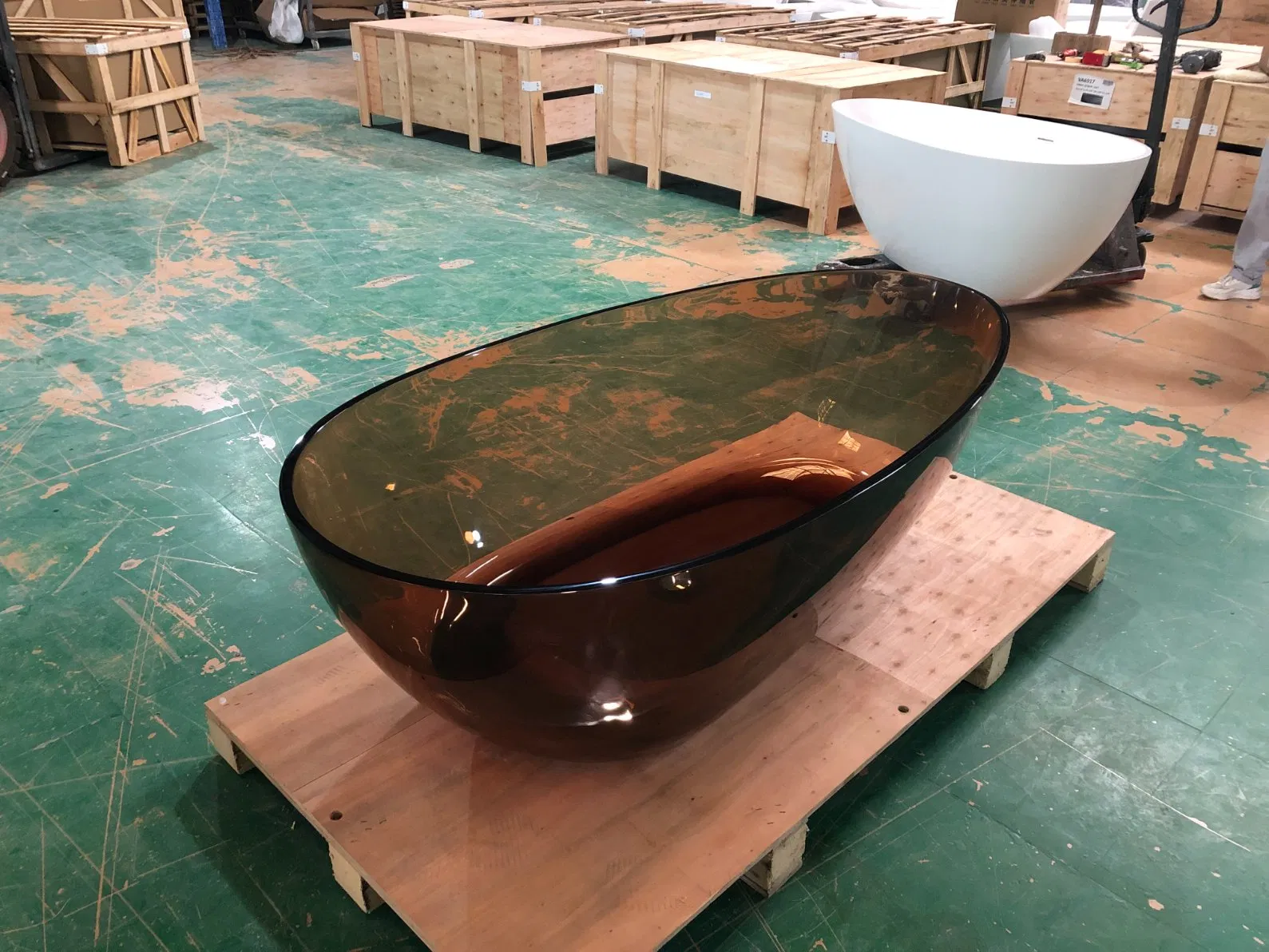 Acrylic Solid Surface Polyester Resin Stone Free Stand Soaking Bathroom Bathtub for Hotel