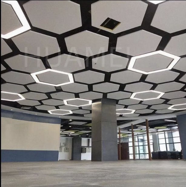 Acoustic Ceiling Decoration Materials New Design Hexagon Board Frameless Sound Absorbing Panel