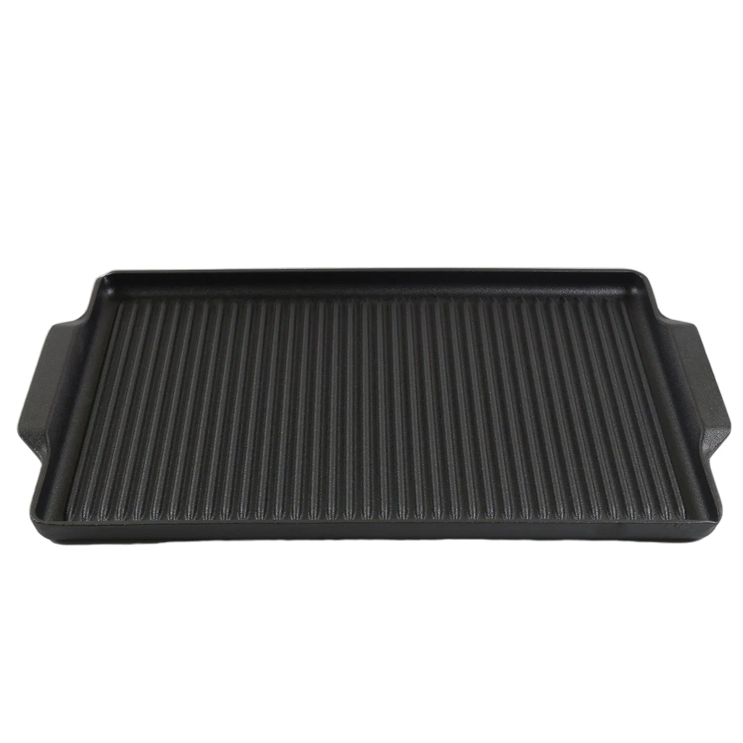 Pre-Seasoned Cast Iron Rectangular Grill Pan Even Heating Ideal for Grilling Serving Grill Pan