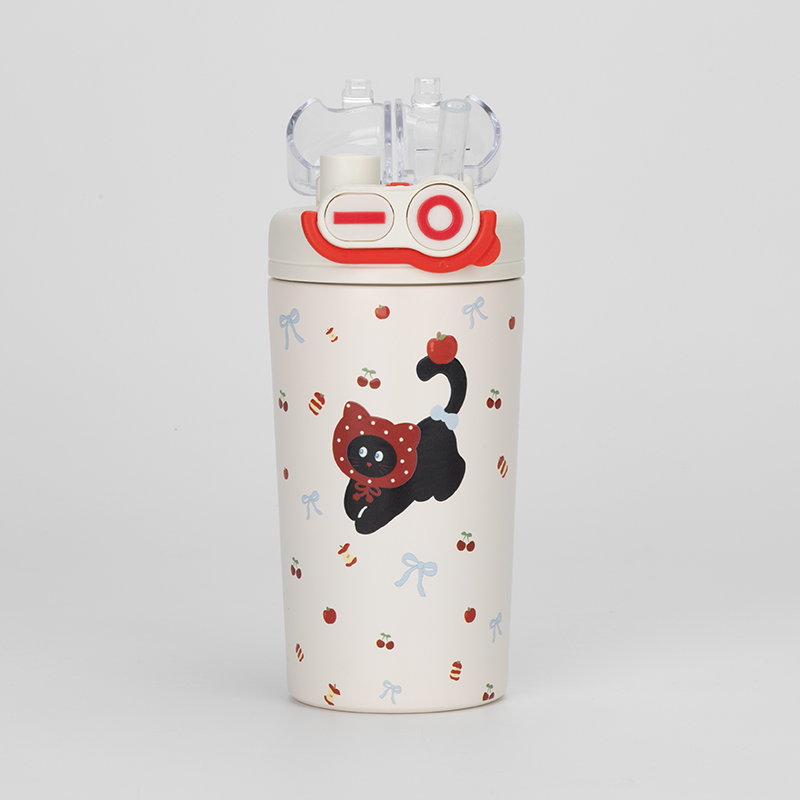 500ml Double Straw - Stainless Steel Water Bottle with Different Design