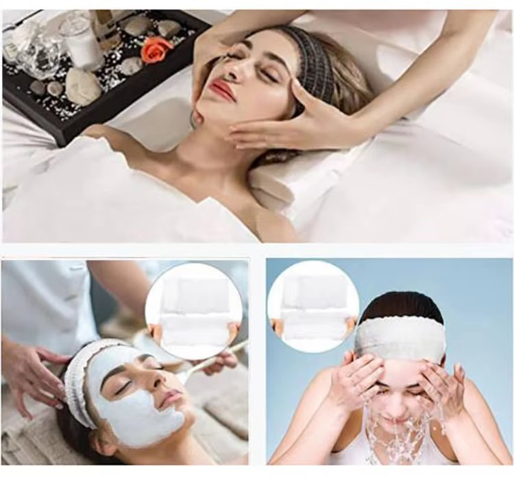 SPA Facials Disposable Non Woven Hairbands with Elastic Hair Wraps Headband