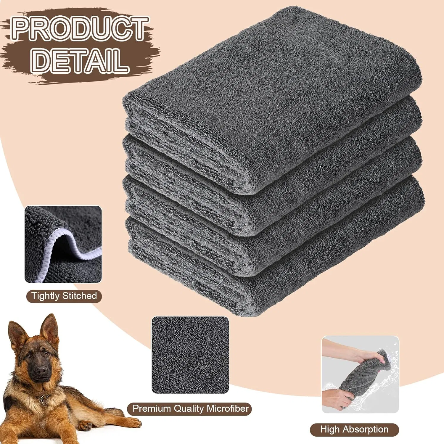 Custom 100% Microfiber Dog Towel Soft Washable Quick Dry Absorbent Printed Custom Pet Towel